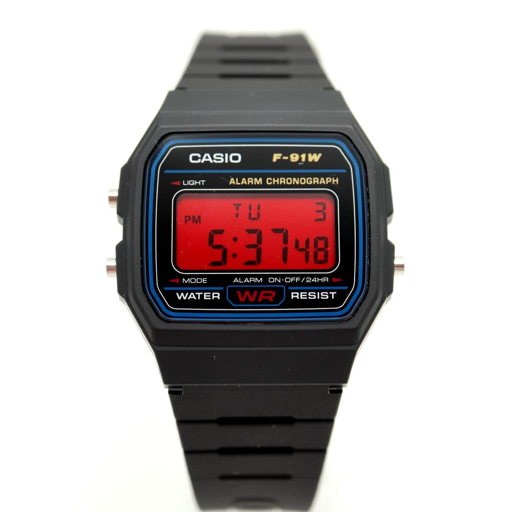 Casio F-91W Custom Mod UPGRADED BACKLIGHT Color Screen Red Crimson Digital Watch